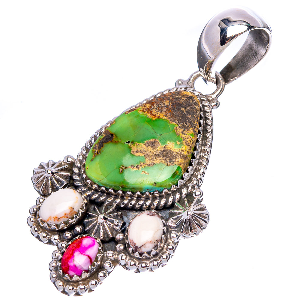 Sonoran Gold Turquoise Native Style Pendant 2 1/8" (.925 Sterling Silver) Exclusive