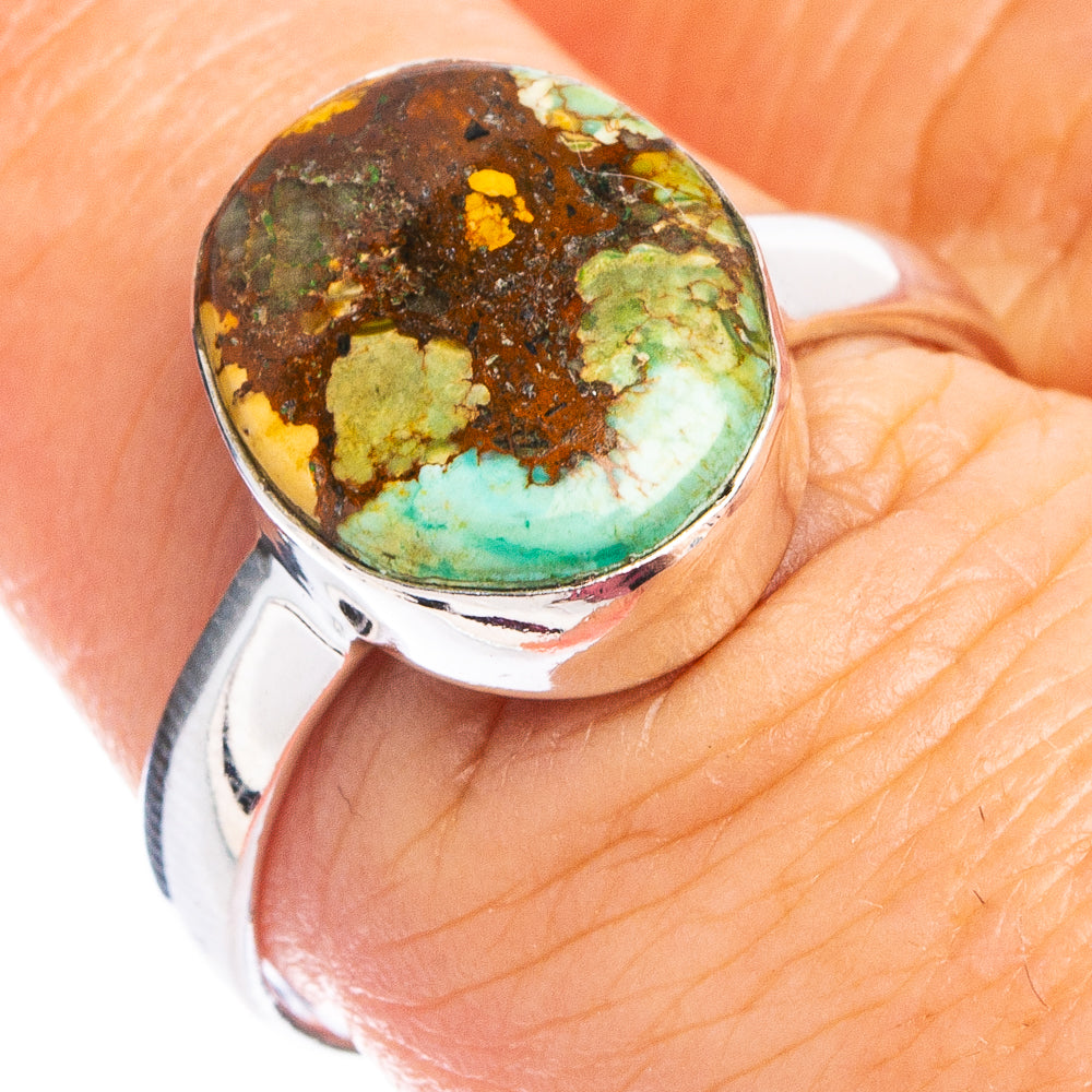 Hubei Spiderweb Turquoise Ring Size 8 (.925 Sterling Silver)
