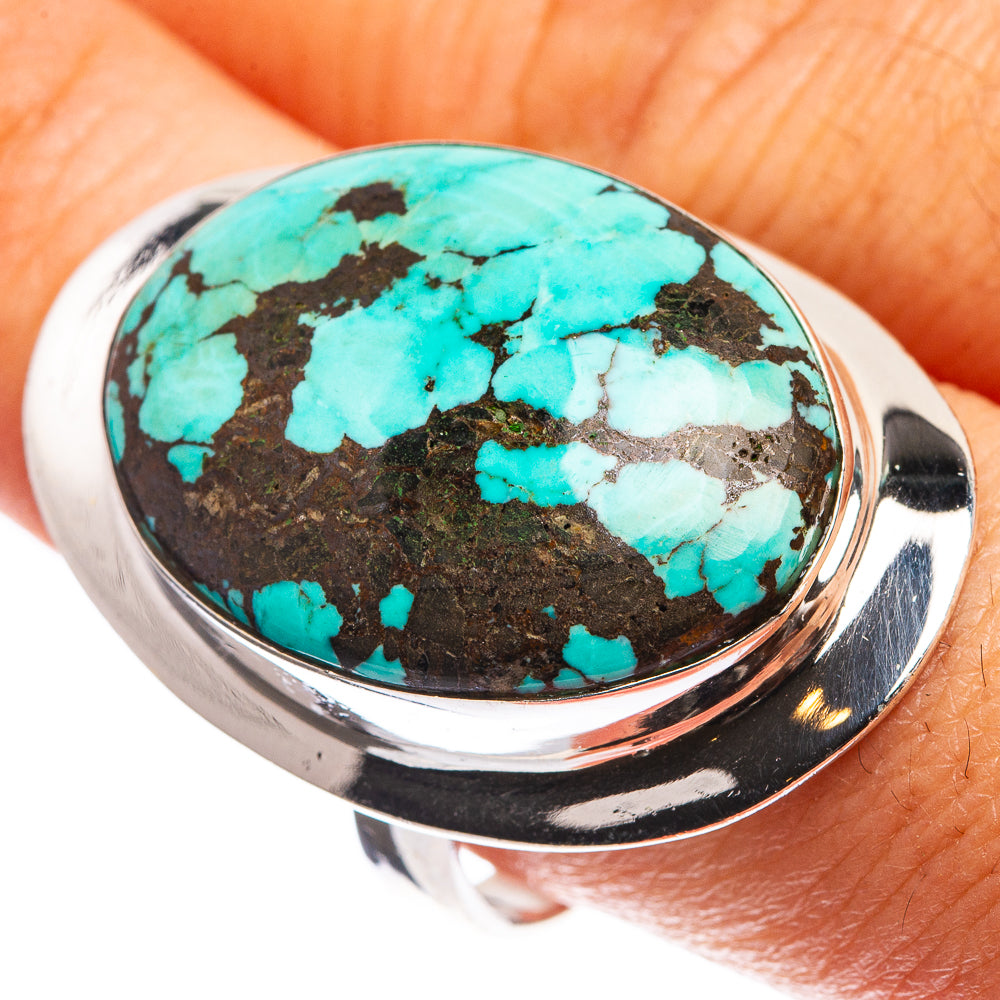 Large Tibetan Turquoise Ring Size 9.75 (925 Sterling Silver) R143208