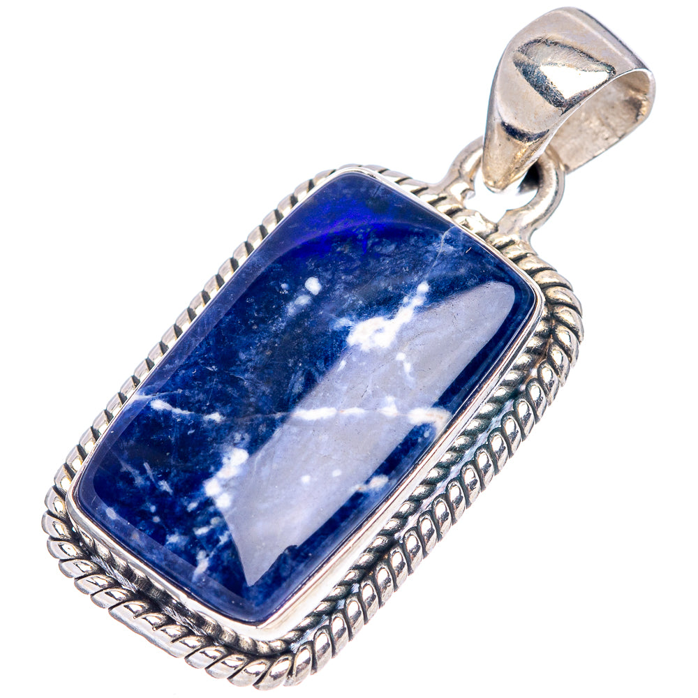 Sodalite Pendant 1 3/8" (.925 Sterling Silver)