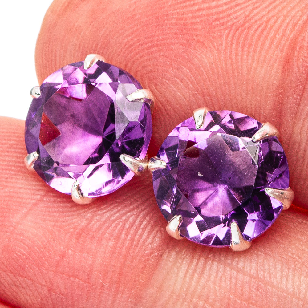 Amethyst Earrings 3/8" (925 Sterling Silver) E2975
