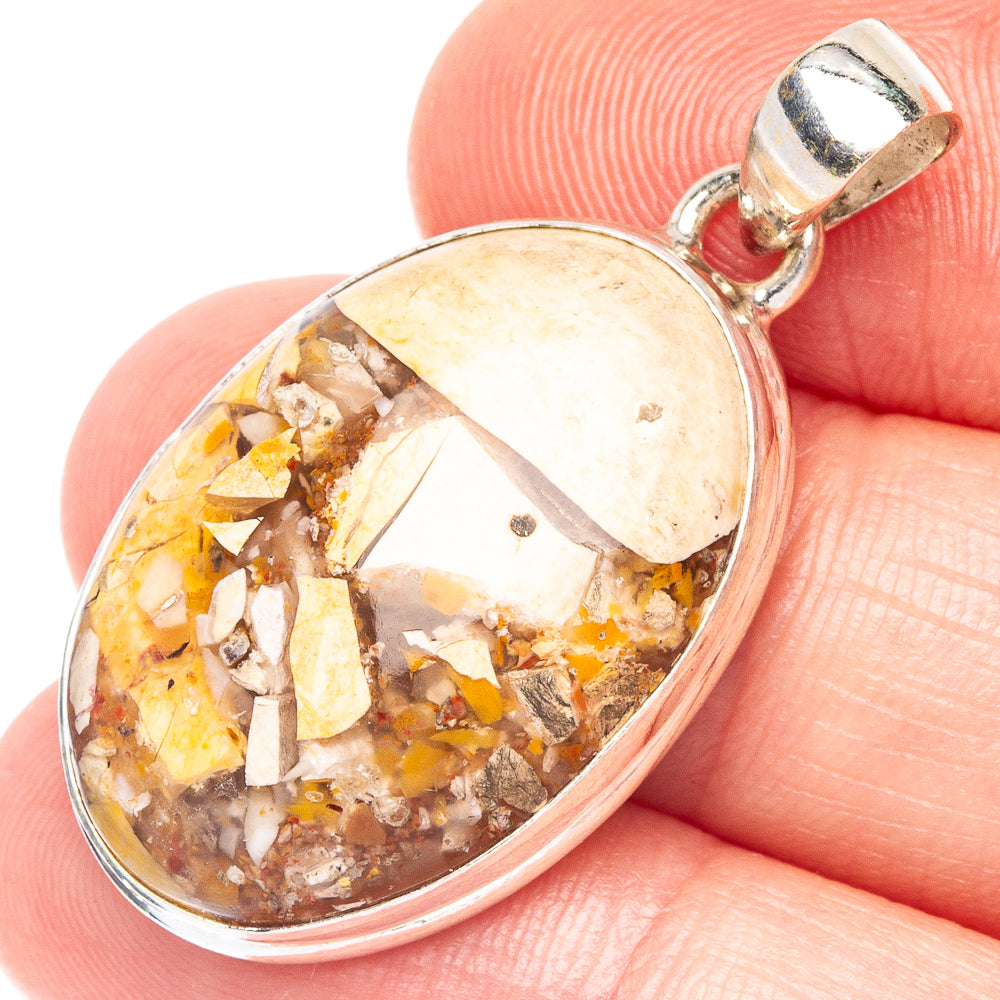 Brecciated Mookaite Pendant 1 3/8" (925 Sterling Silver) P43897