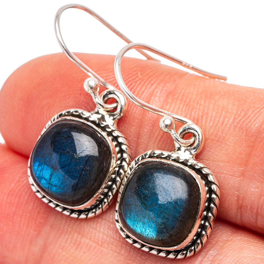 Labradorite Earrings 1 1/8" (.925 Sterling Silver)