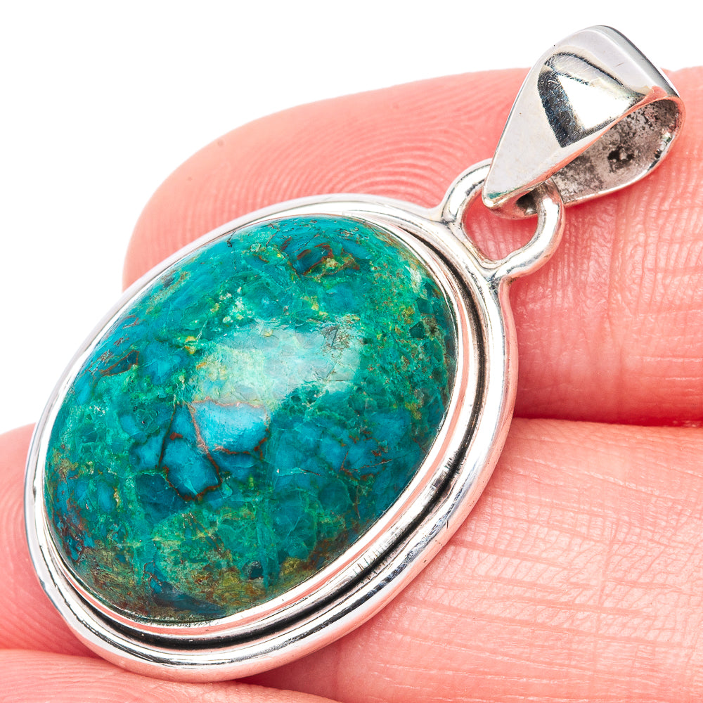 Shattuckite Chrysocolla Pendant 1 3/8" (925 Sterling Silver) P40870