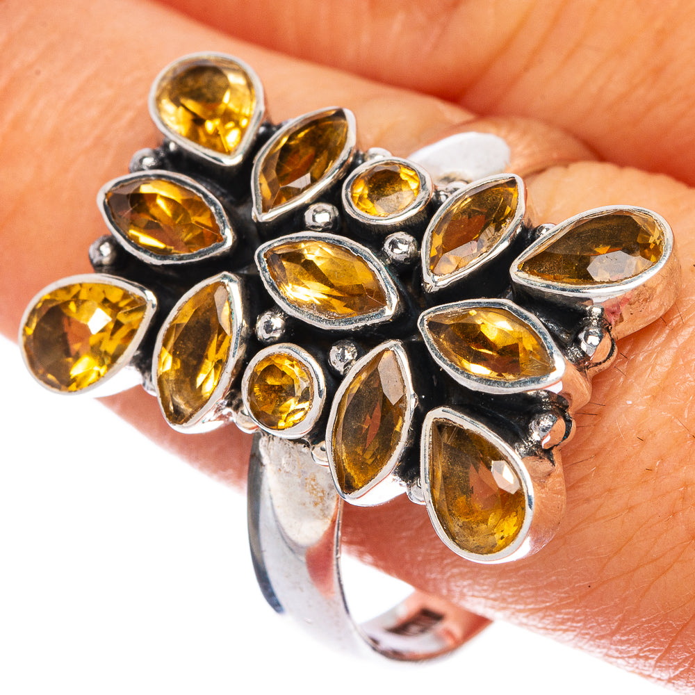 Faceted Citrine Ring Size 11.25 (925 Sterling Silver) R1245