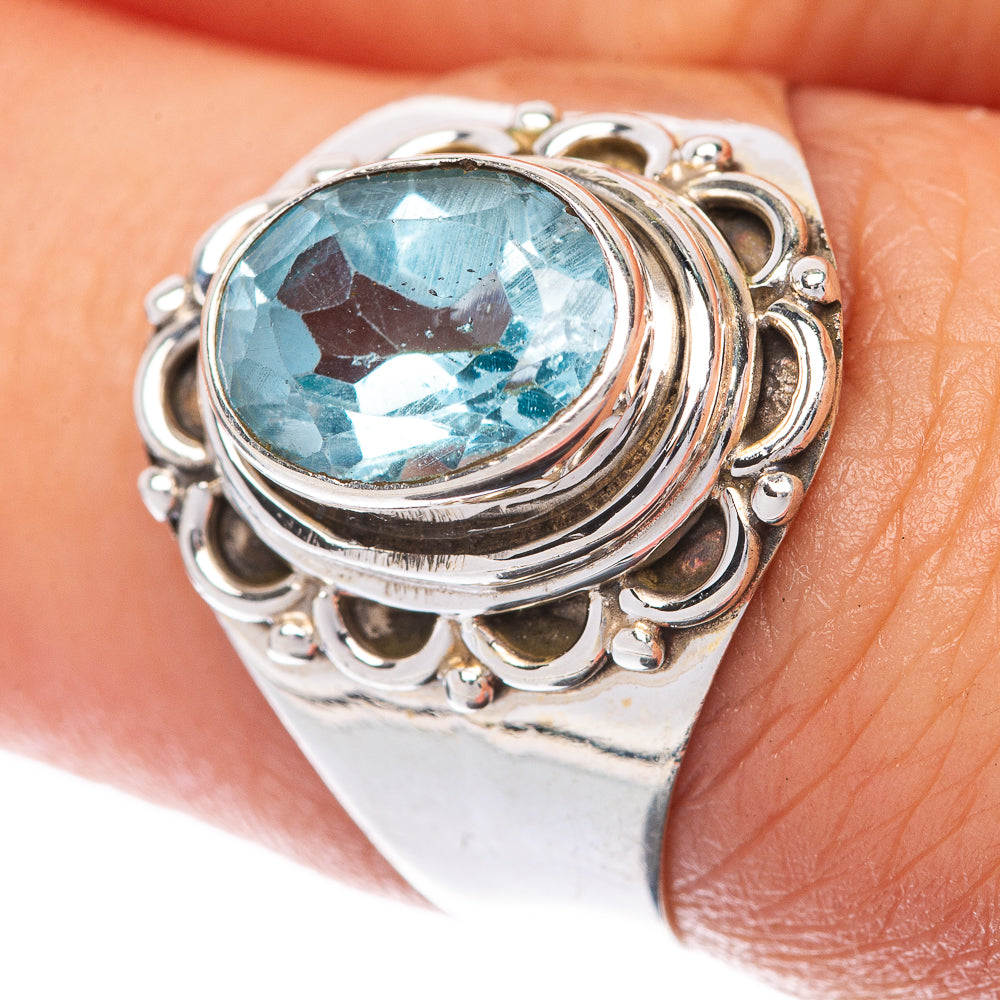 Blue Topaz Ring Size 7.5 (925 Sterling Silver) R145114