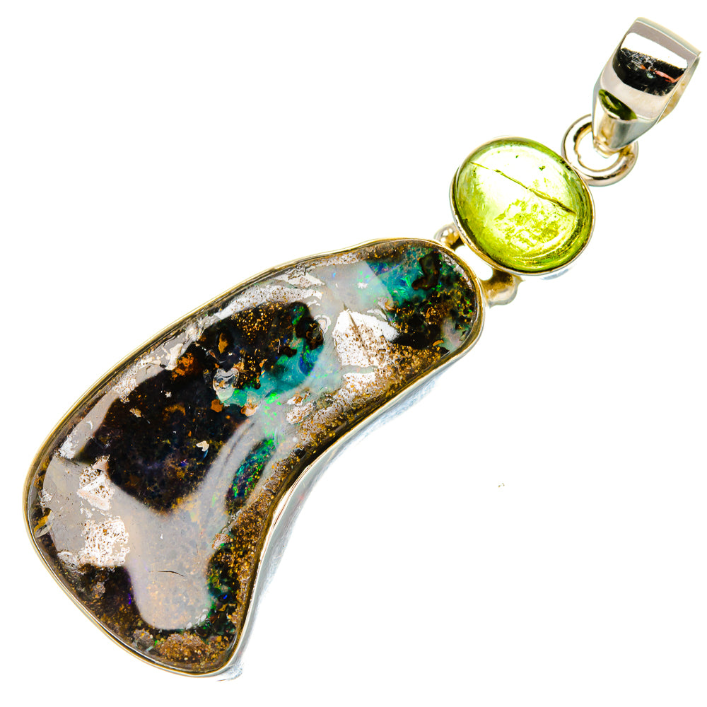Boulder Opal, Peridot Pendant 2" (925 Sterling Silver) PD37968