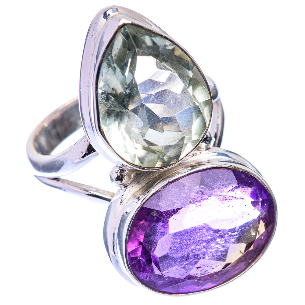 Large Amethyst, White Quartz Ring Size 7 (925 Sterling Silver) R141169