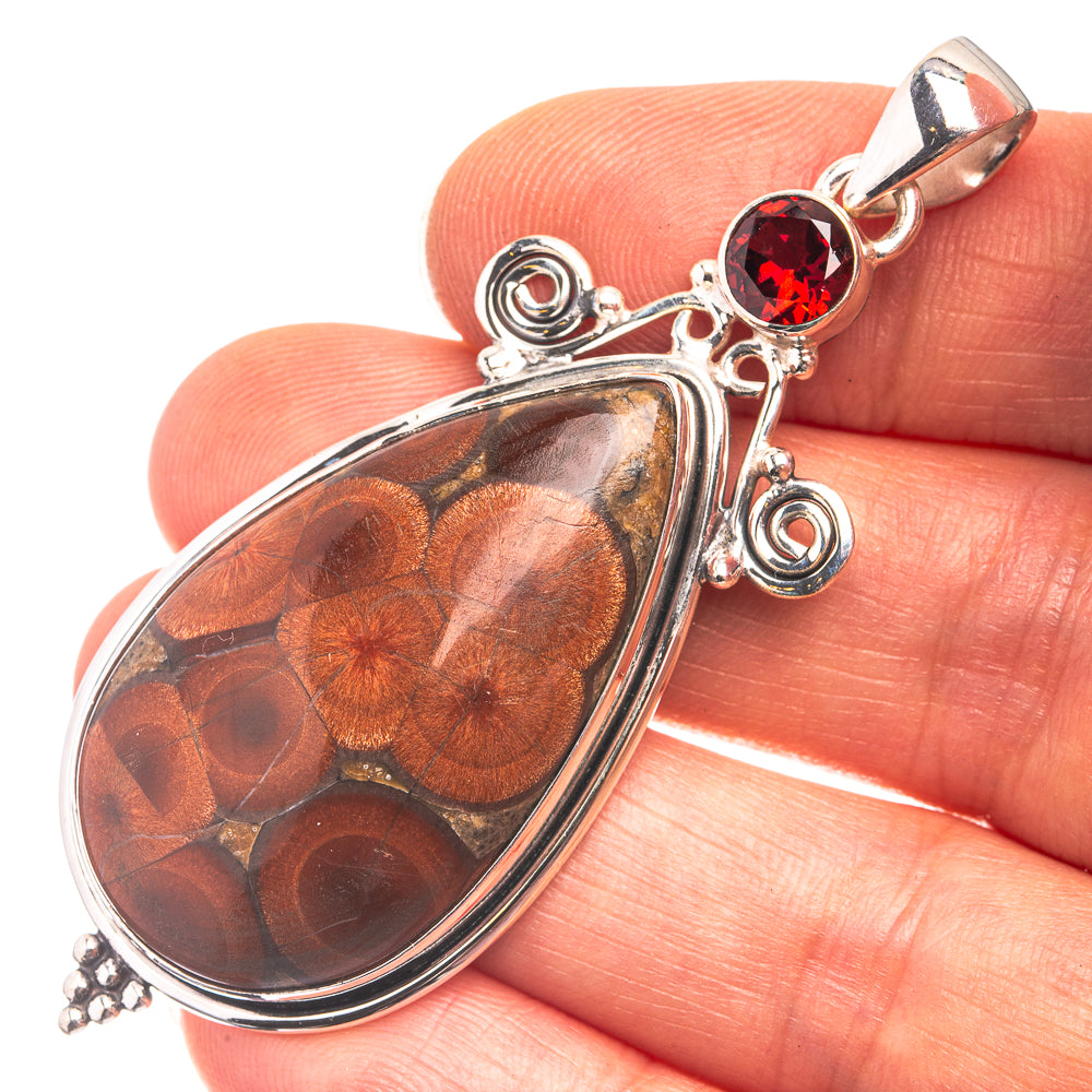 Poppy Jasper, Garnet Pendant 2 1/2" (925 Sterling Silver) P38868