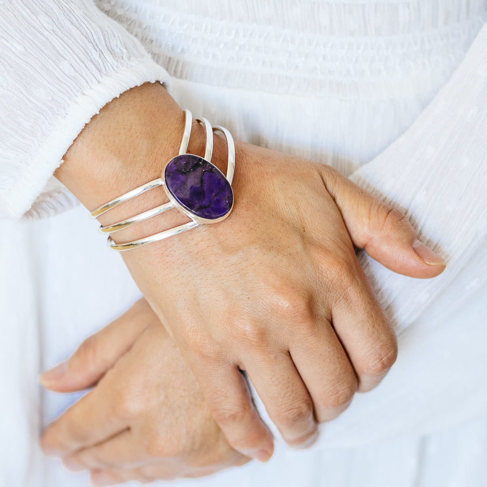 Sugilite Cuff Bracelet (925 Sterling Silver) BR90276