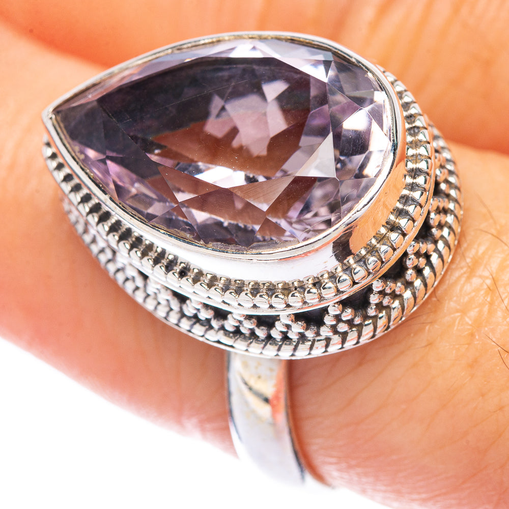 Faceted Pink Amethyst Ring Size 7.75 (925 Sterling Silver) R144778