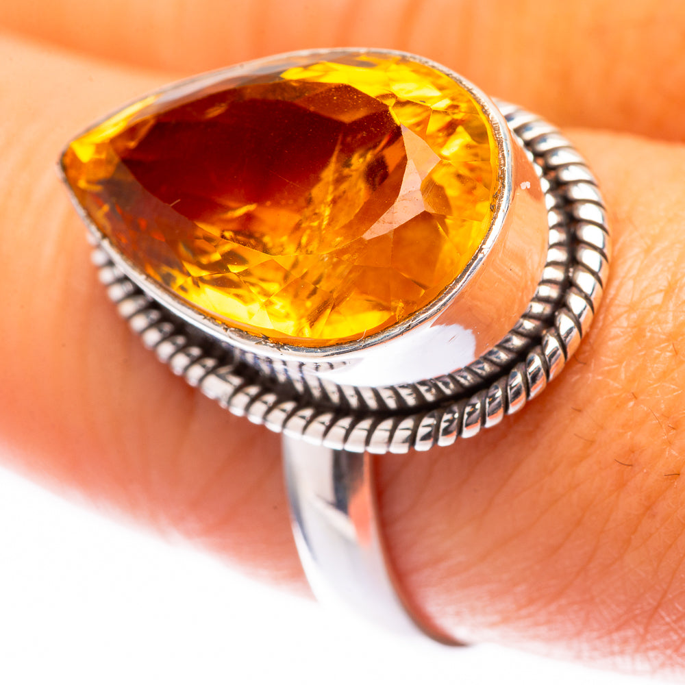 Faceted Citrine Ring Size 8.25 (925 Sterling Silver) R140614