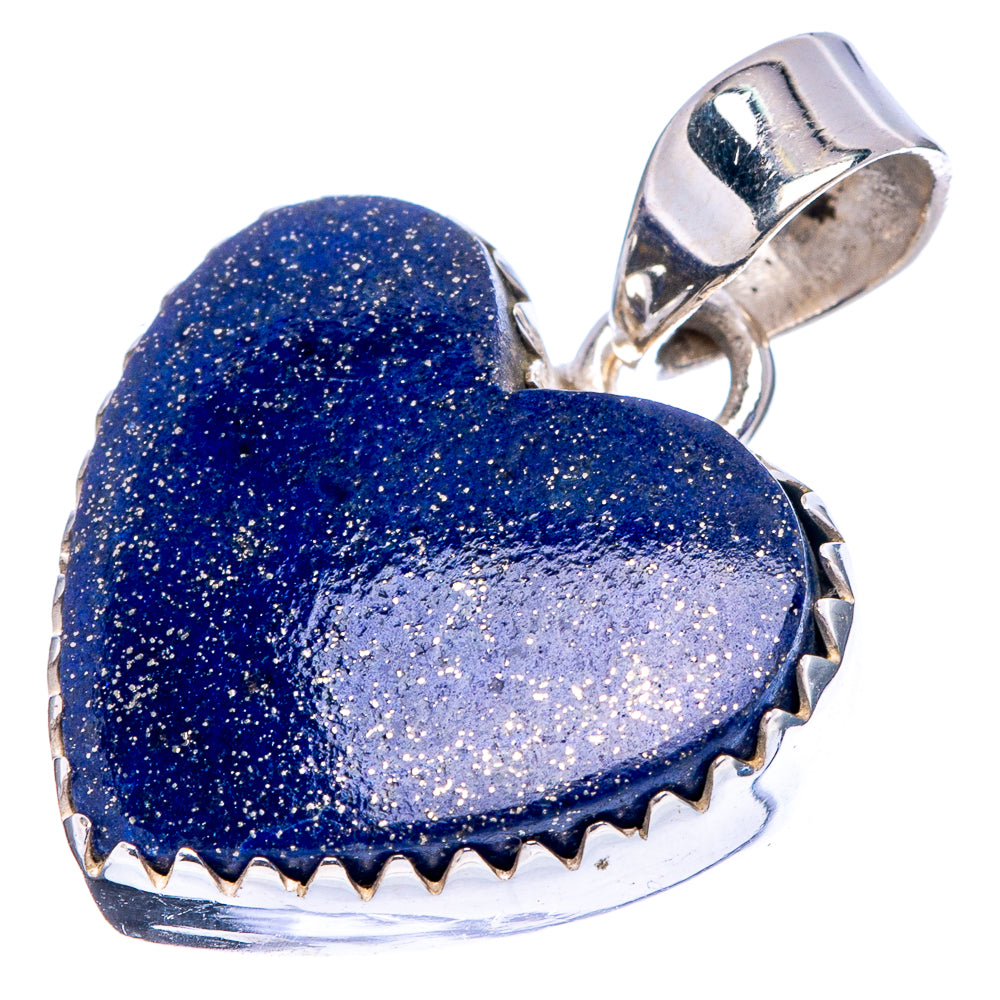 Lapis Lazuli Heart Pendant 1 1/8" (.925 Sterling Silver)