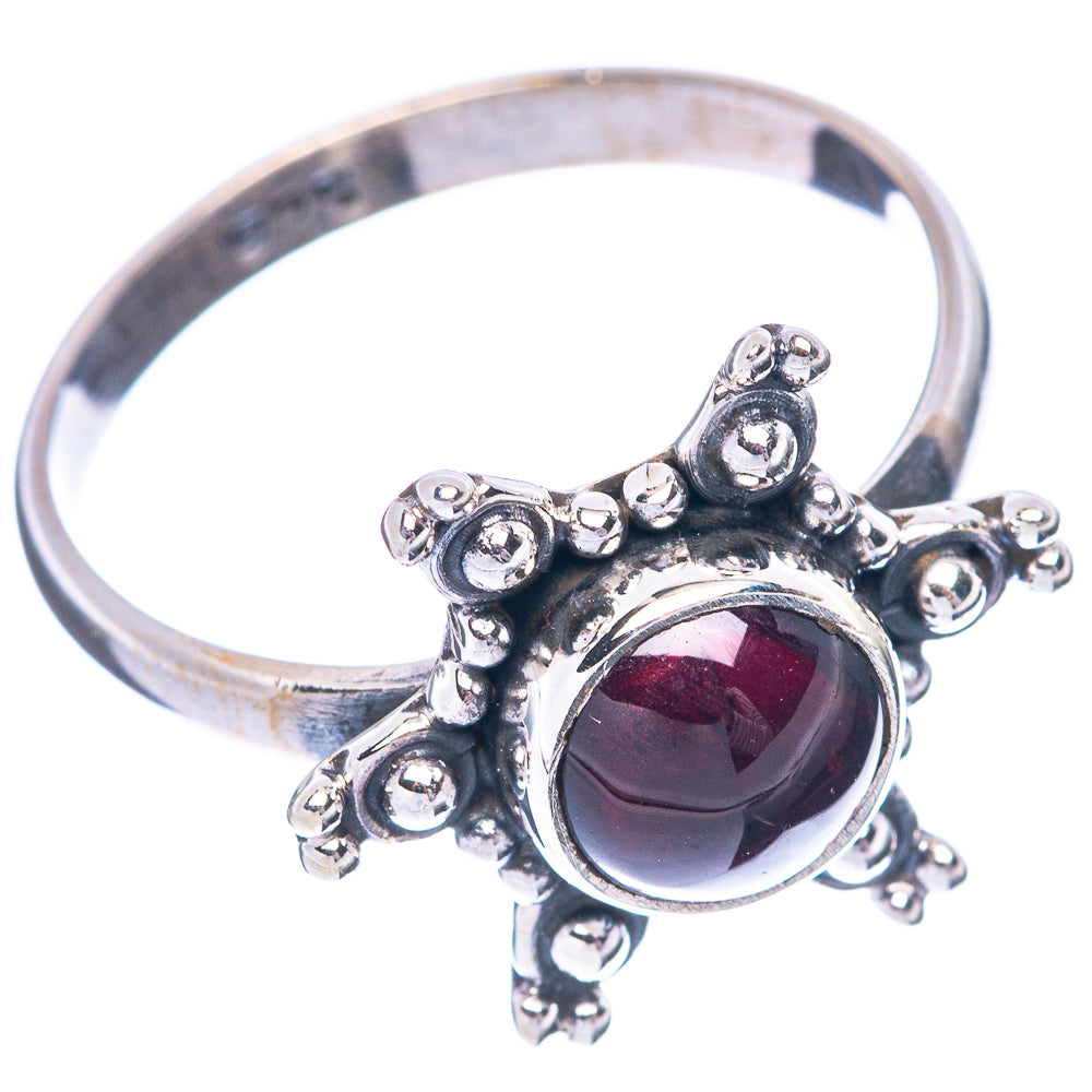 Garnet Flower 925 Sterling Silver Ring Size 7.75 (925 Sterling Silver) R5478