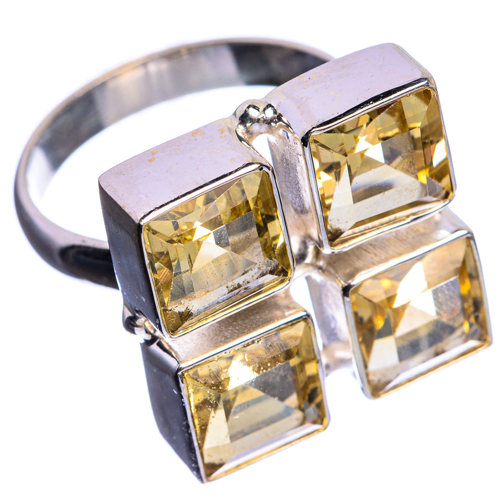 Large Faceted Citrine 925 Sterling Silver Ring Size 9.75