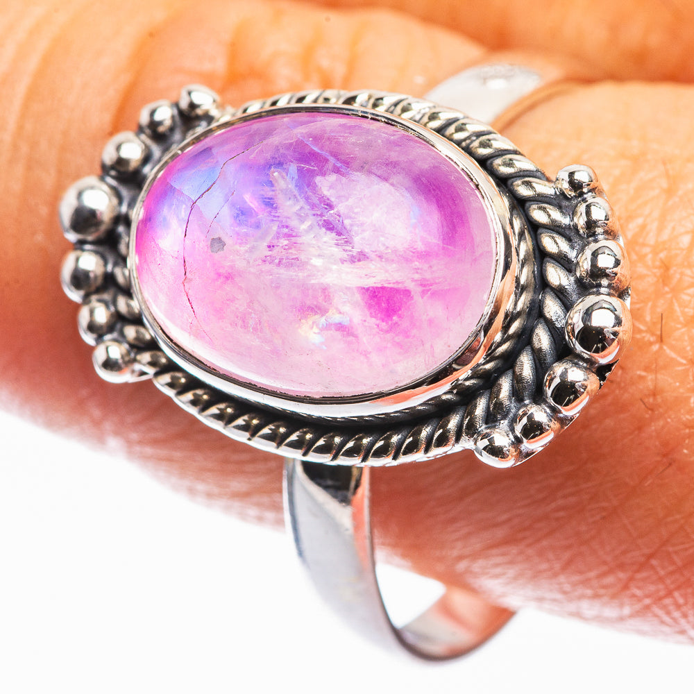 Pink Moonstone Ring Size 11 (925 Sterling Silver) R142289