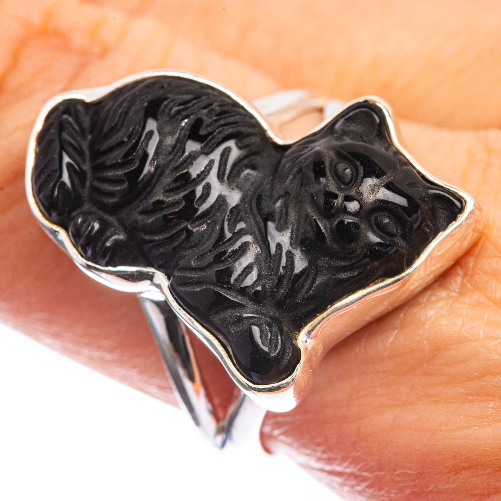 Black Onyx Cat Ring Size 8.75 (925 Sterling Silver) R143100