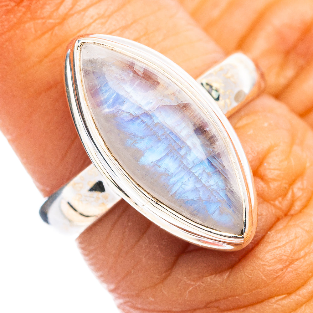 Rainbow Moonstone Ring Size 6 (.925 Sterling Silver)