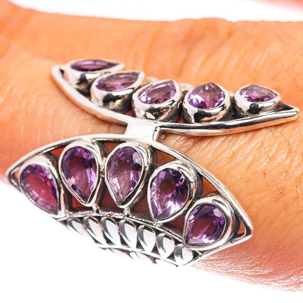 Large Faceted Amethyst 925 Sterling Silver Ring Size 7.25