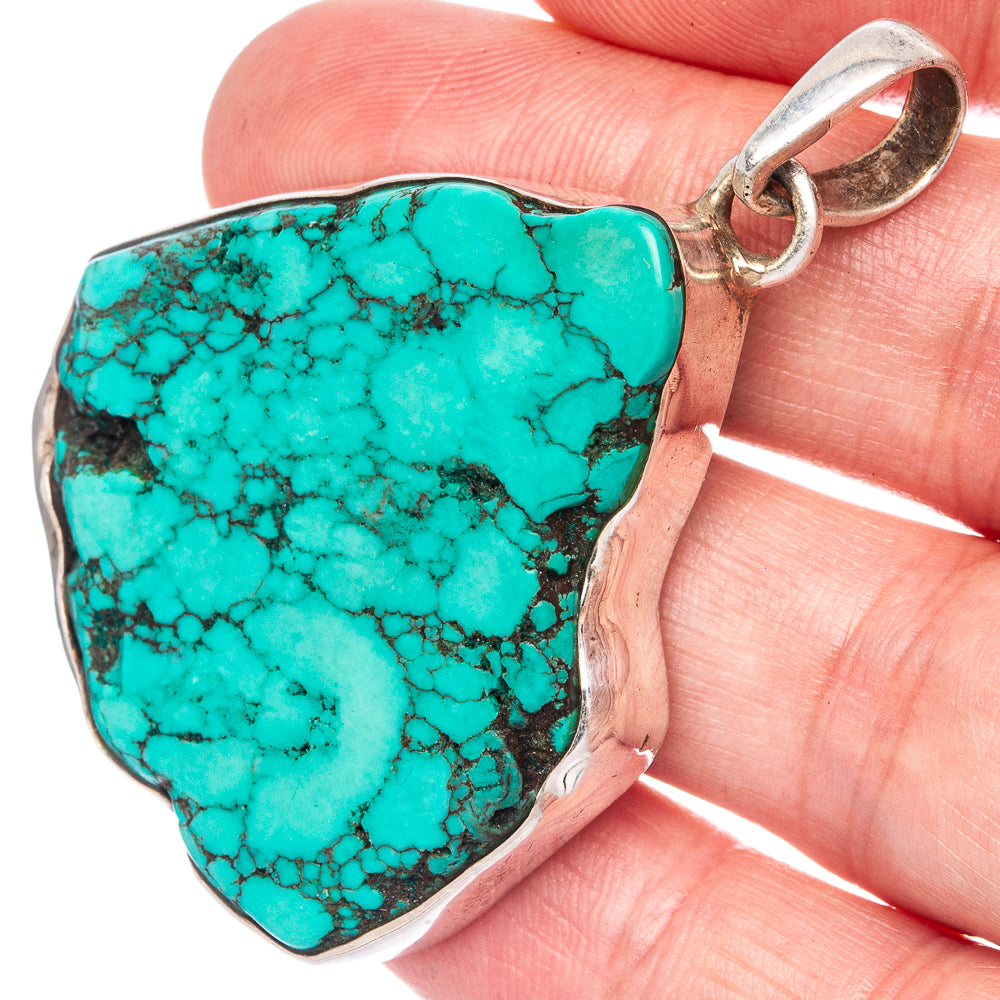 Tibetan Turquoise 2 1/8" Pendant (925 Sterling Silver) P40016