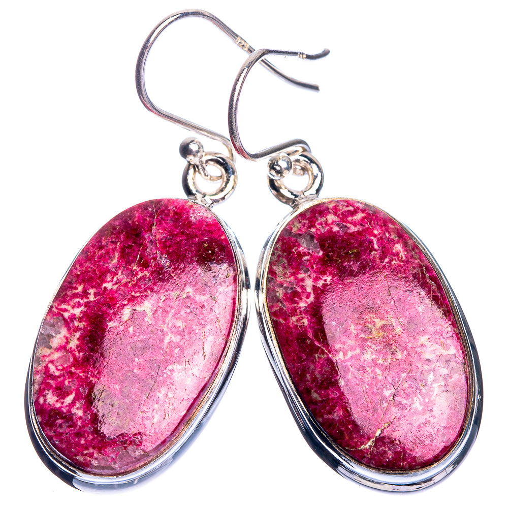 Thulite 925 Sterling Silver Earrings 1 5/8"