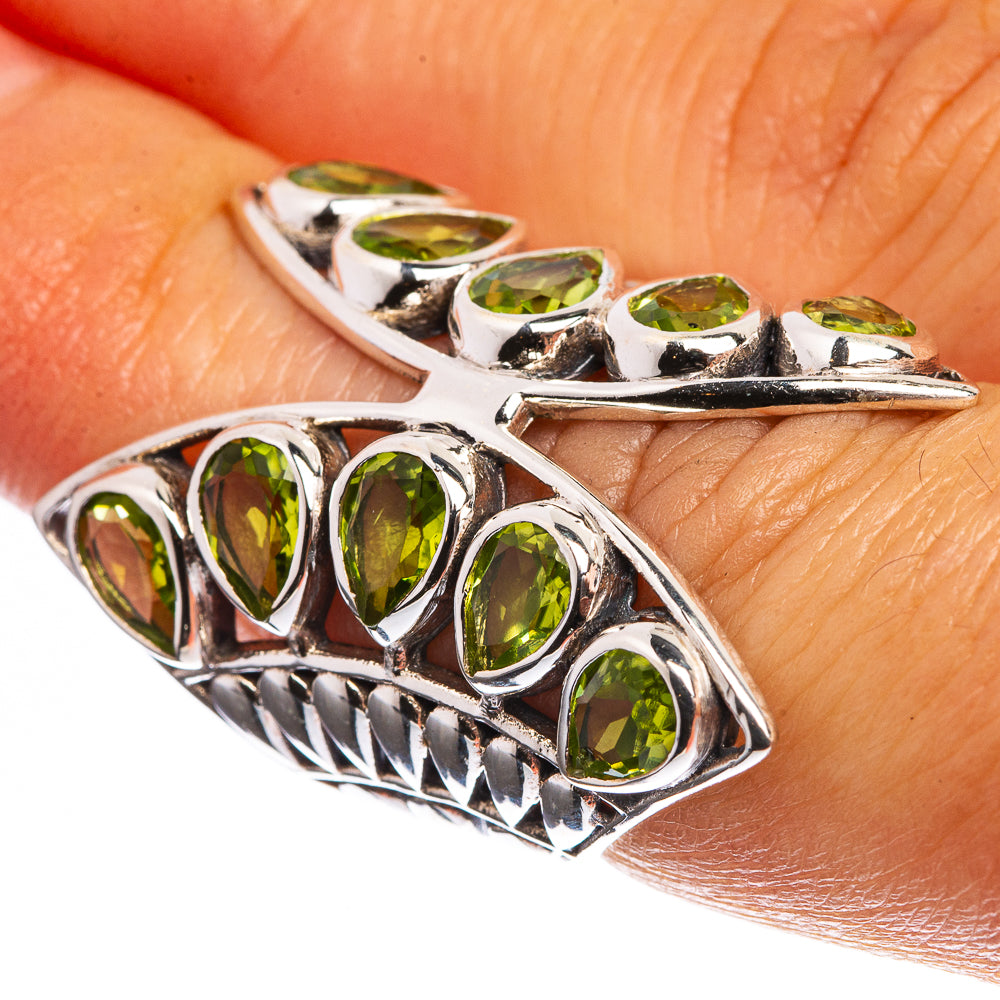 Large Peridot 925 Sterling Silver Ring Size 5.75