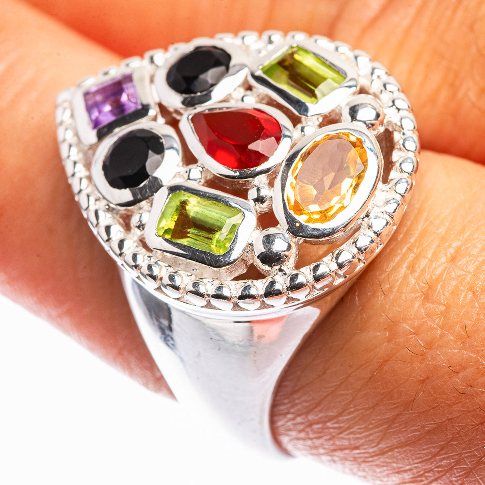 Carnelian, Peridot, Black Onyx, Amethyst, Citrine Ring Size 8 (925 Sterling Silver) R142268