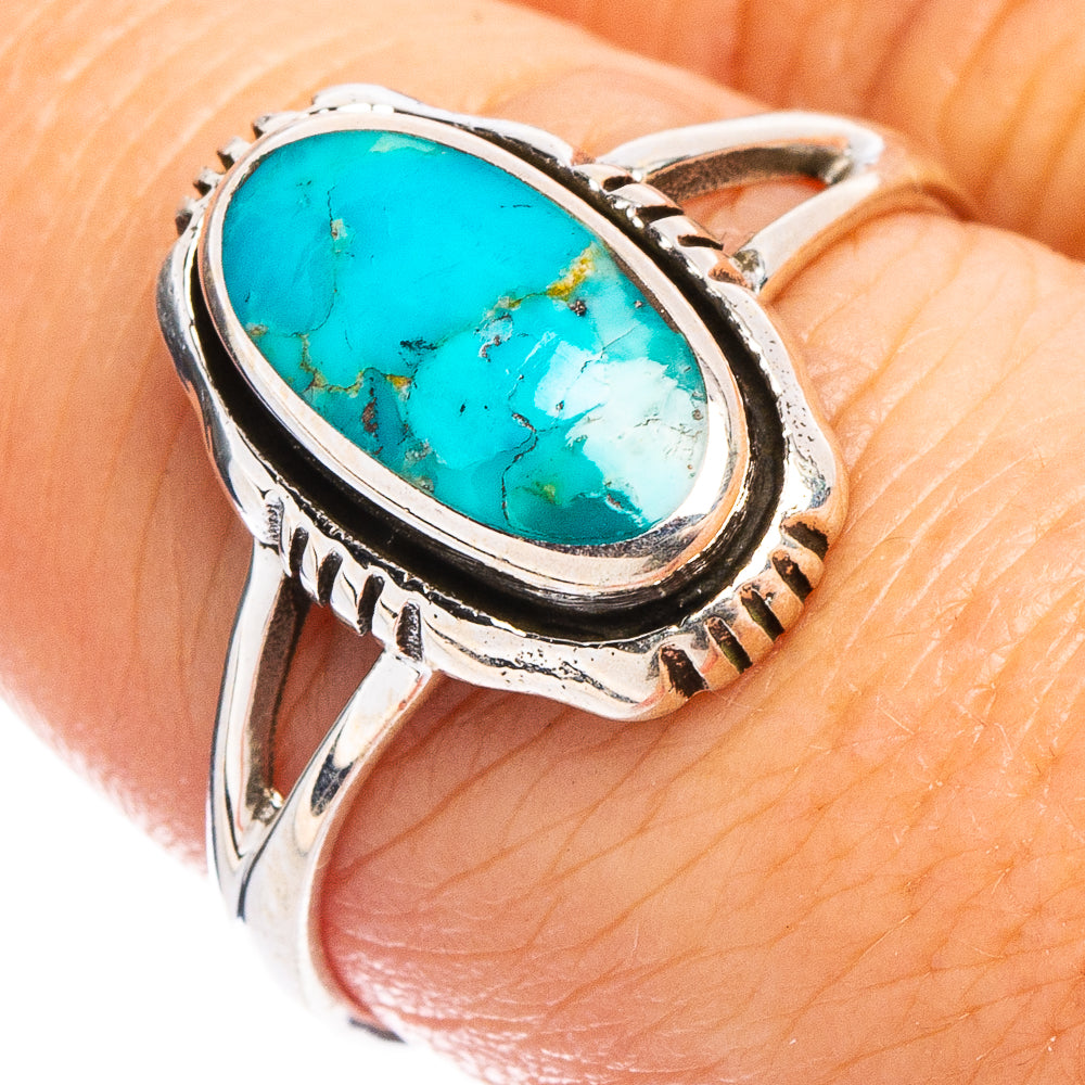 Arizona Turquoise Native Style Ring Size 8.5 (.925 Sterling Silver)