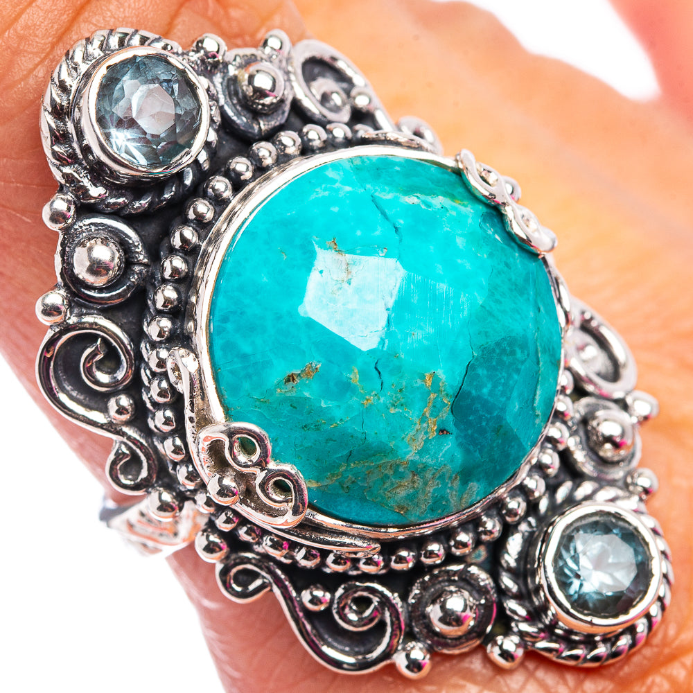 Signature Sleeping Beauty Turquoise, Blue Topaz Ring Size 8 (.925 Sterling Silver)