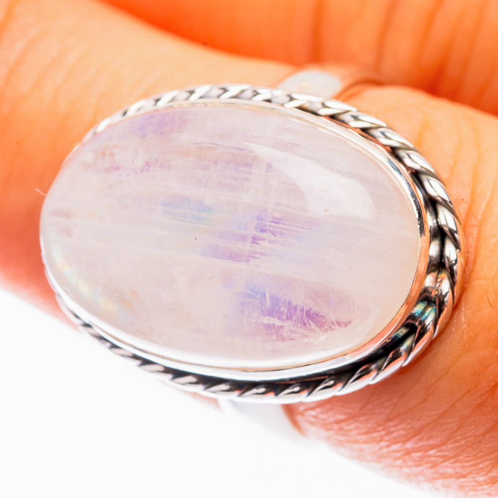 Rainbow Moonstone Ring Size 7.5 (925 Sterling Silver) R142111