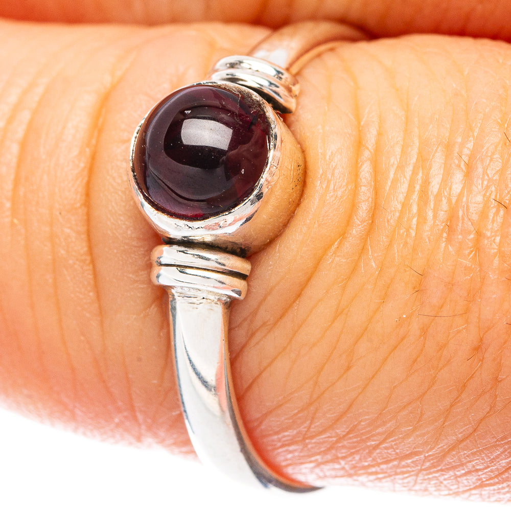 Garnet Dainty Ring Size 7.75 (925 Sterling Silver) R5753