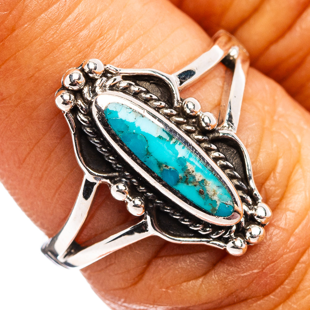 Native Style Mohave Turquoise Ring Size 6.75 (.925 Sterling Silver)