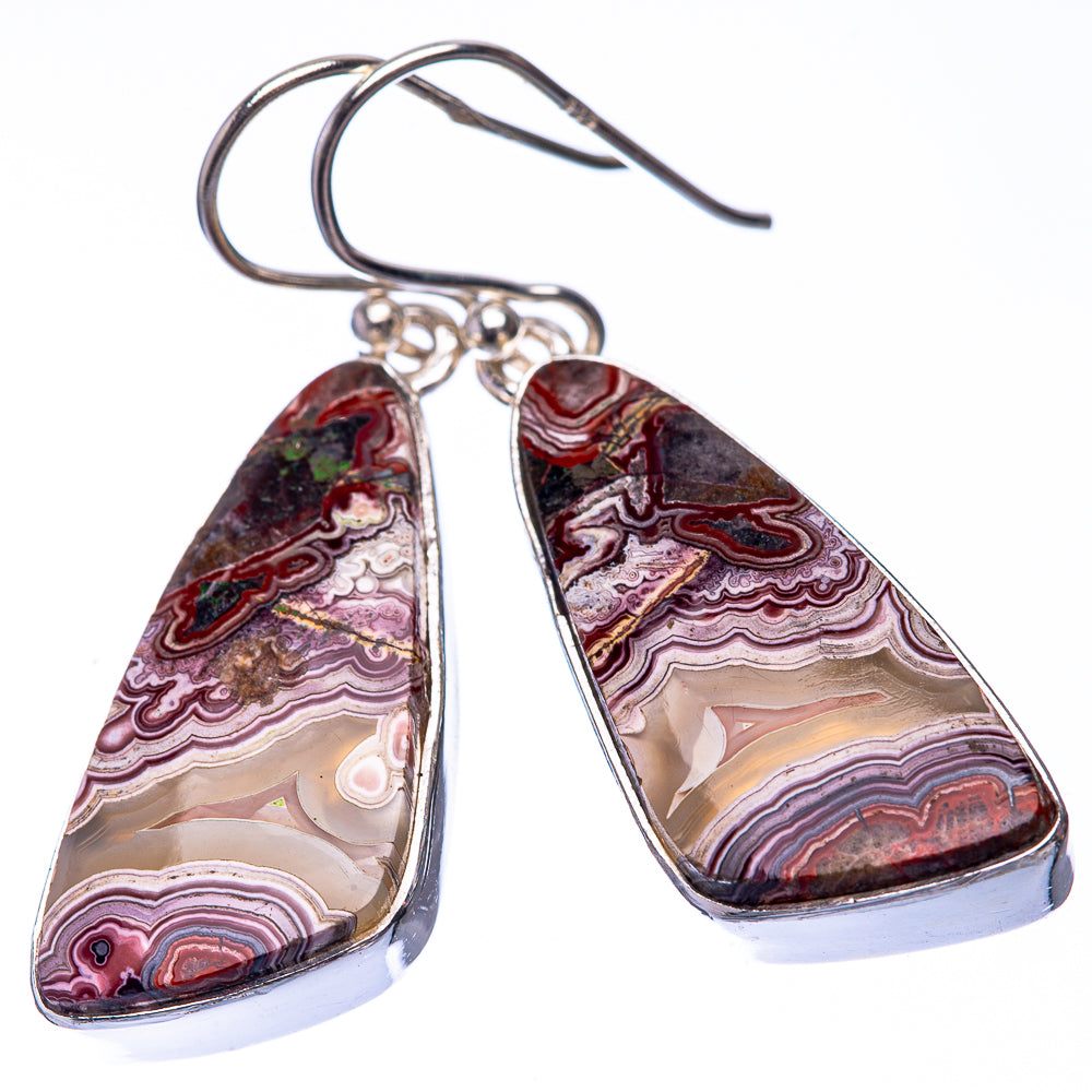 Crazy Lace Agate 925 Sterling Silver Earrings 1 5/8" (925 Sterling Silver) EARR432231