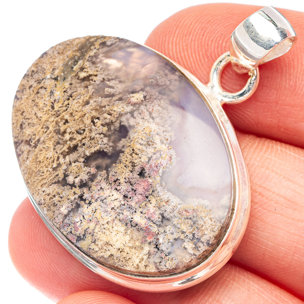 Indonesian Plume Agate 925 Sterling Silver Pendant 1 3/8" (925 Sterling Silver) P43644