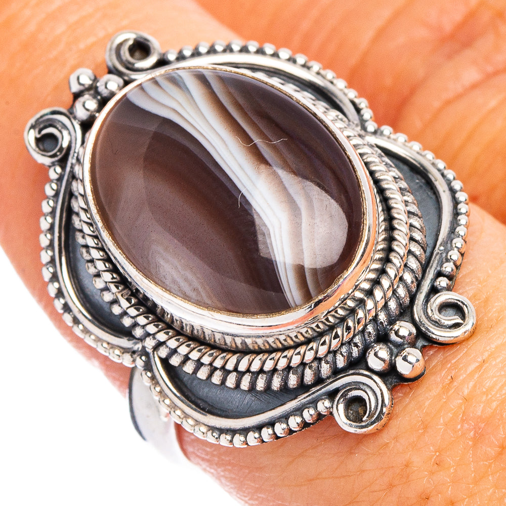 Botswana Agate Ring Size 7.75 (.925 Sterling Silver)