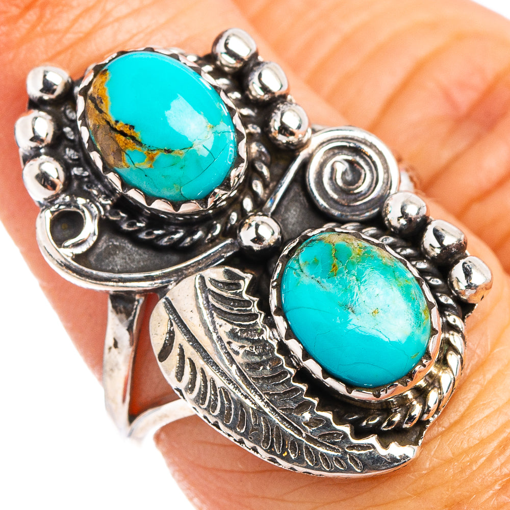 Native Style Mohave Turquoise Ring Size 6.75 (.925 Sterling Silver)