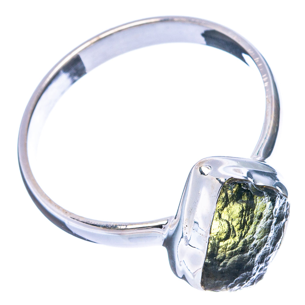 Rare Raw Moldavite Ring Size 10 (.925 Sterling Silver)