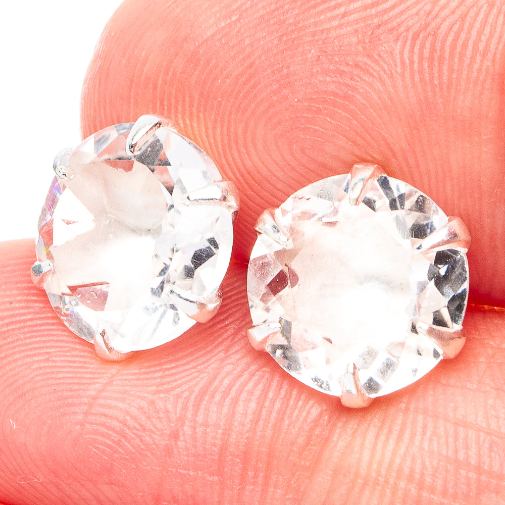 Dainty White Quartz Earrings 3/8" (925 Sterling Silver) E2901