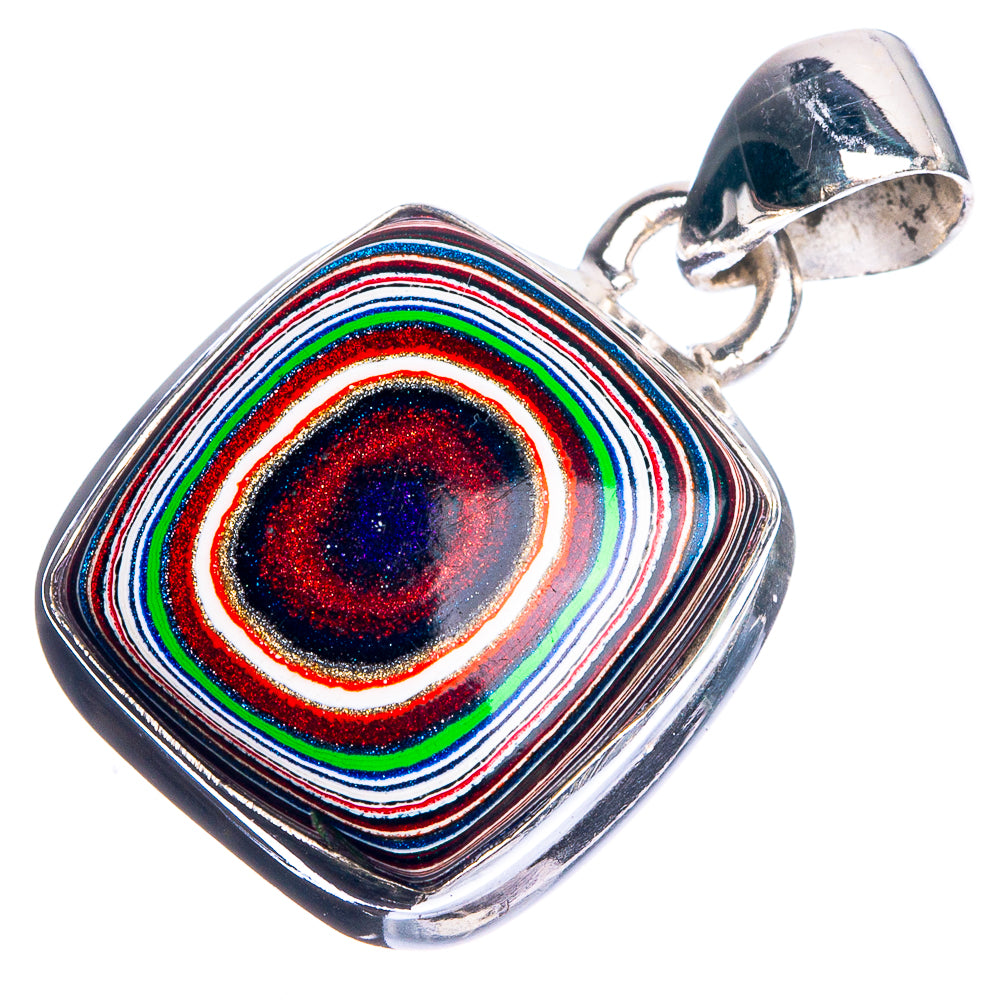 Fordite 925 Sterling Silver Pendant 1 1/8"