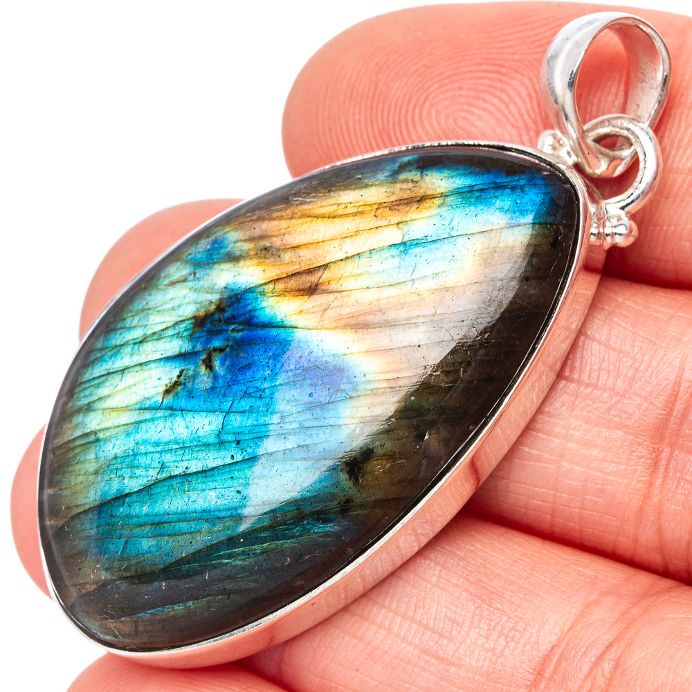 Labradorite 925 Sterling Silver Pendant 1 7/8" (925 Sterling Silver) P42694