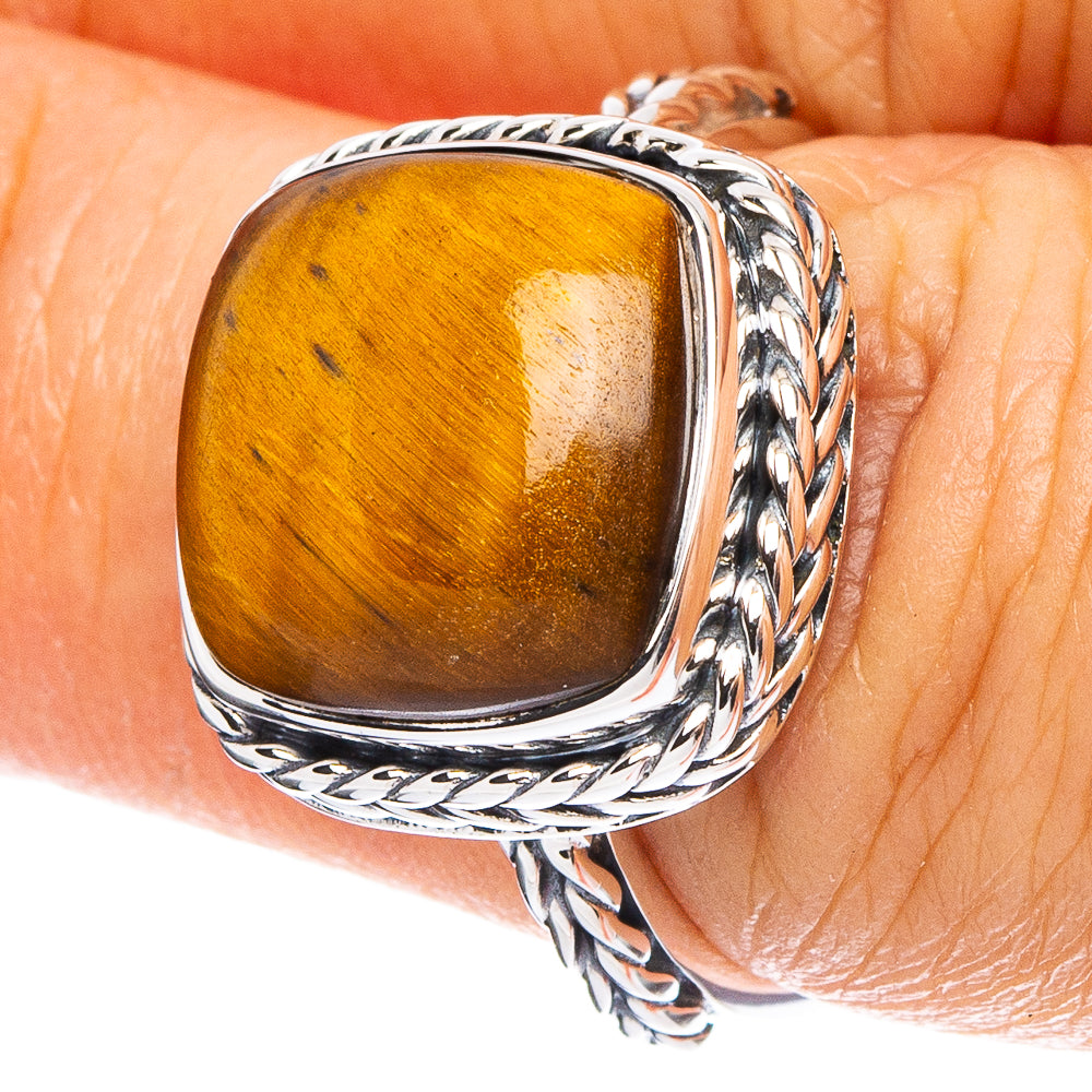 Tiger Eye 925 Sterling Silver Premium Ring Size 6.75 (925 Sterling Silver) R6532