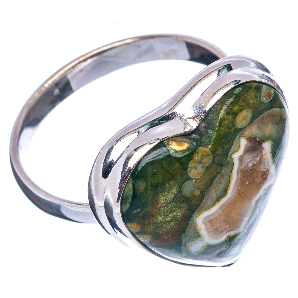 Rhyolite Japer Heart Ring Size 10.5 (.925 Sterling Silver)
