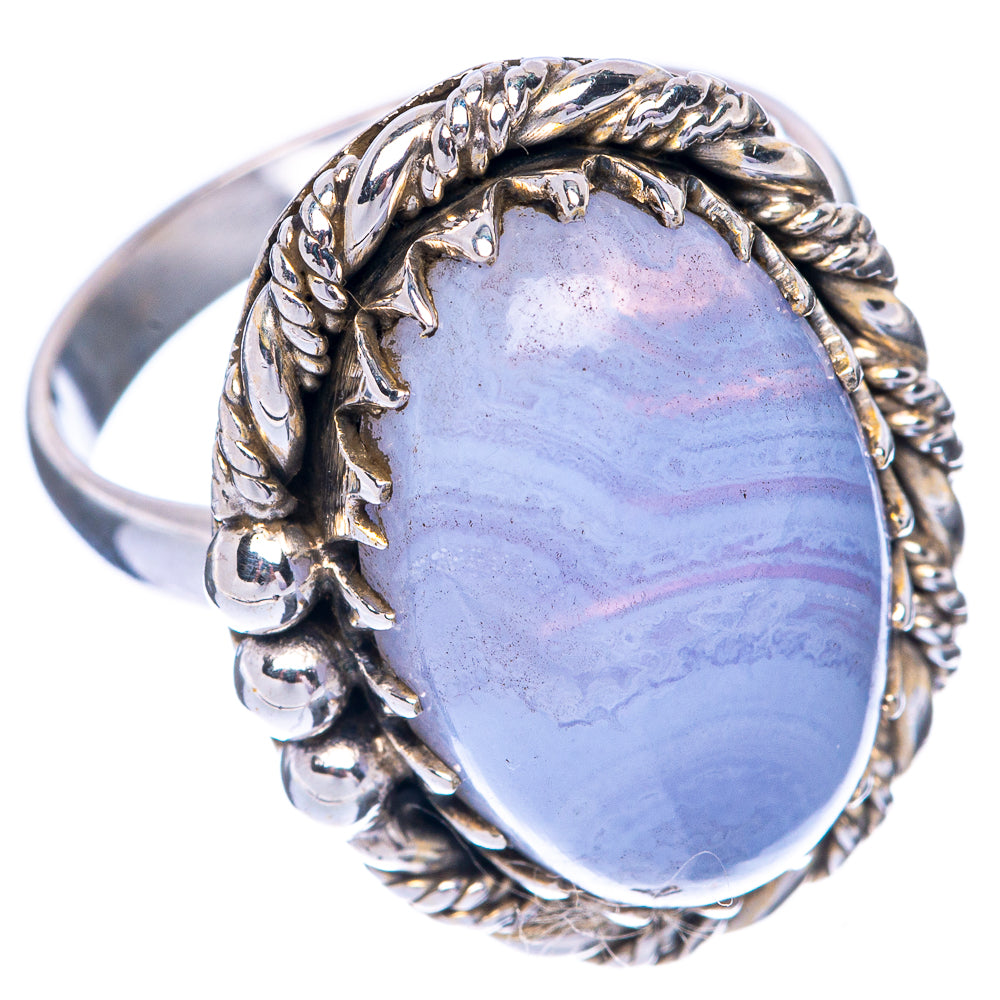 Blue Lace Agate Ring Size 8 (925 Sterling Silver) R144909