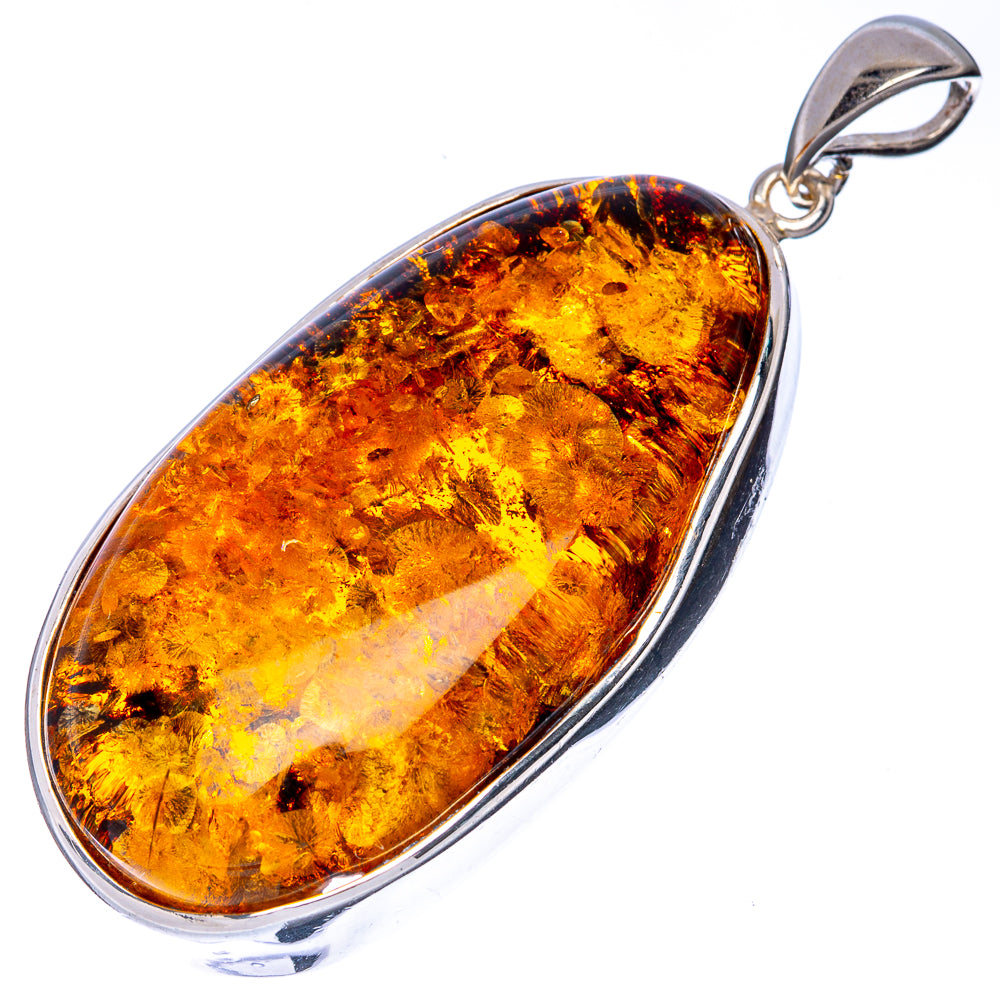 Anasilvercos Baltic Amber Pendant 2 1/4" (925 Sterlnig Silver)