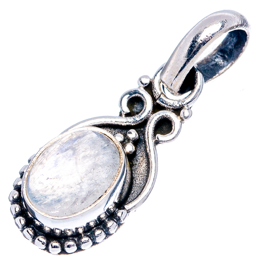 Rainbow Moonstone Dainty Pendant 7/8" (.925 Sterling Silver)