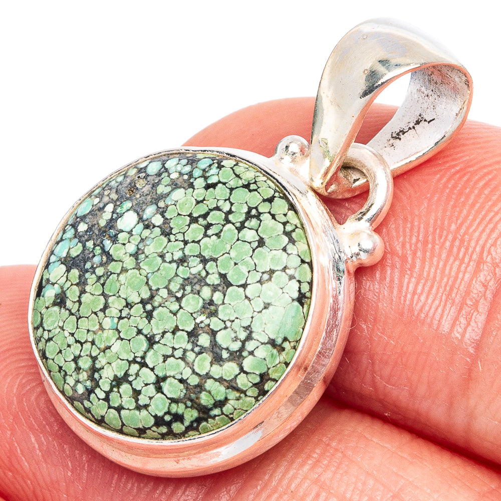 Rare Arizona Spider Web Turquoise Pendant 1 1/8" (925 Sterling Silver) P43311