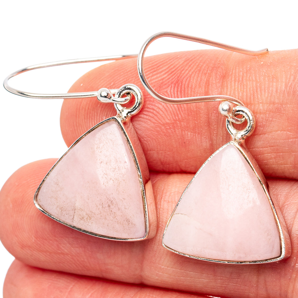 Pink Opal Earrings 1 3/8" (.925 Sterling Silver)