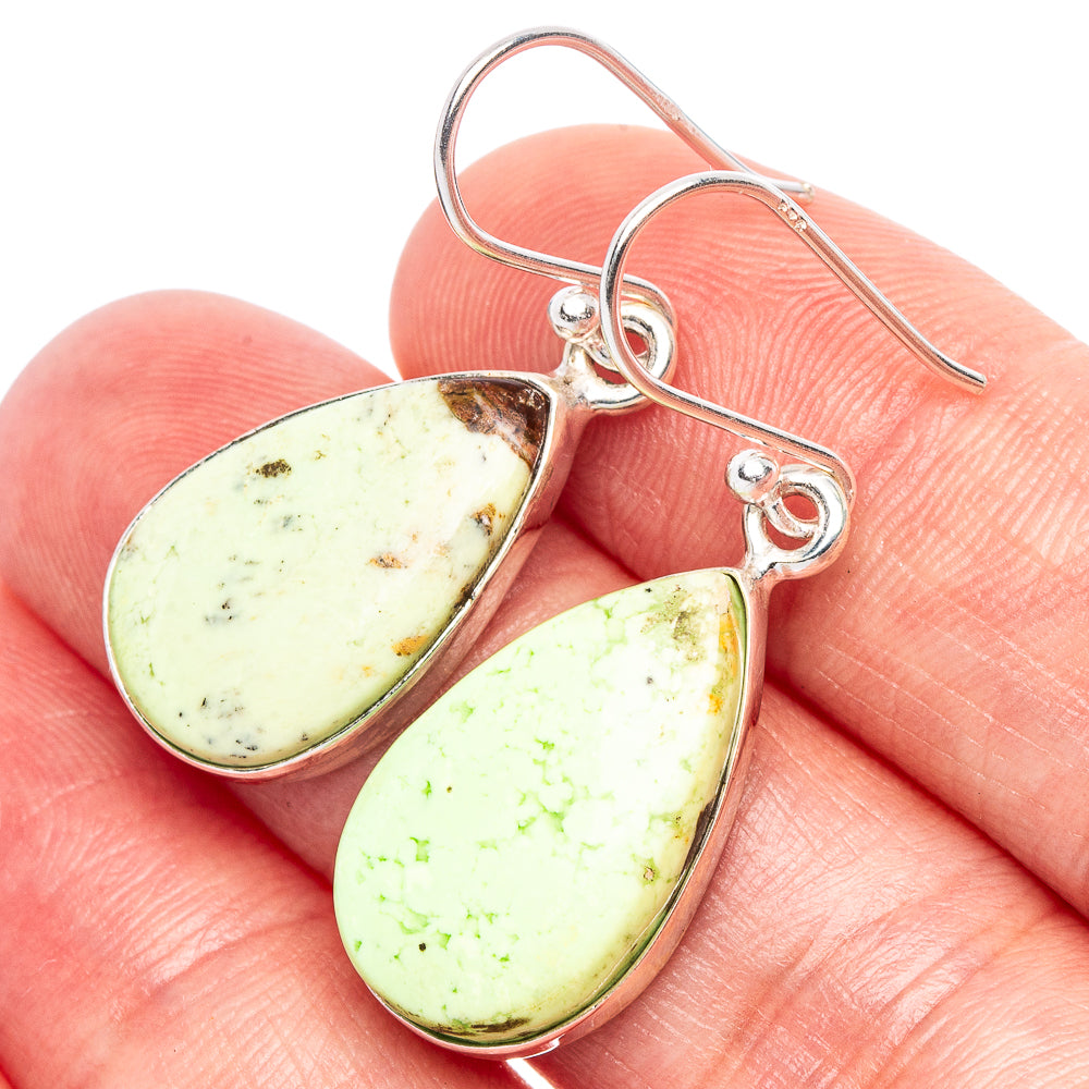 Lemon Chrysoprase Earrings 1 3/8" (925 Sterling Silver) E1807