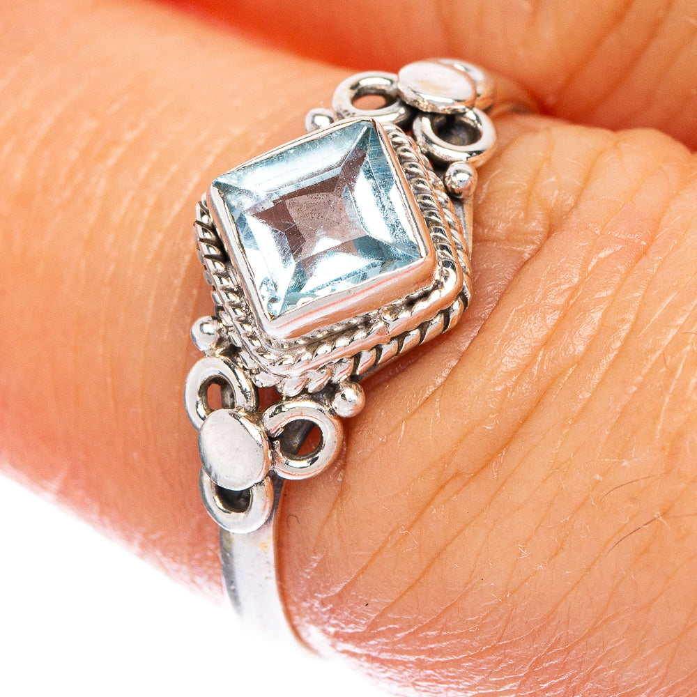 Blue Topaz Dainty Ring Size 6.75 (925 Sterling Silver) R1006