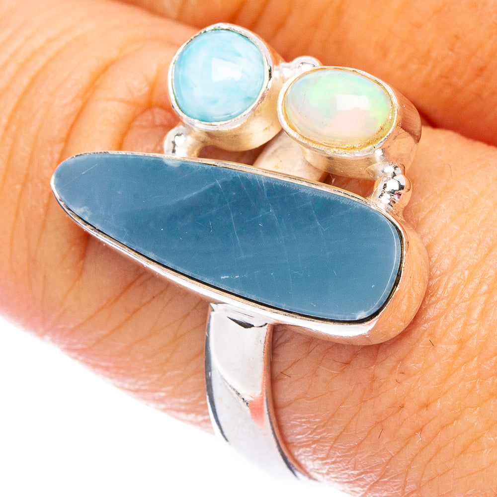 Rare Doublet Opal, Ethiopian Opal, Larimar Ring Size 8 (925 Sterling Silver) R7527
